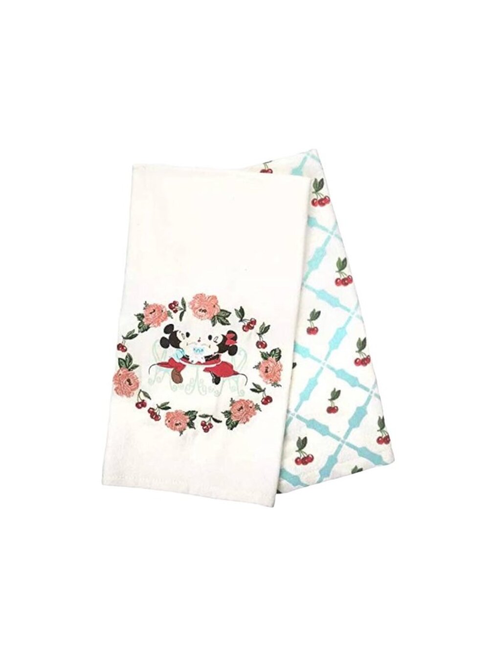 Disney Parks Retro Style Mickey & Minnie Mouse Cherries Kitchen Dish Towel Set